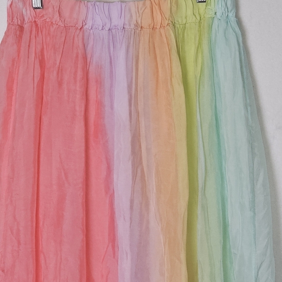 NWT Belle France Giallo  Rainbow Stripe  Ombre Womens Maxi Skirt Sz L Org $108 - Picture 3 of 9